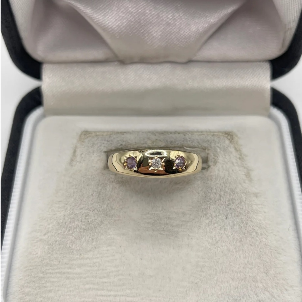 9ct Gold Amethyst and Diamond ring